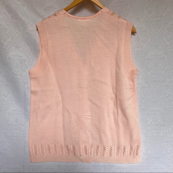 Vintage Oversized Pink Sweater Vest M Knit - Picture 2 of 6